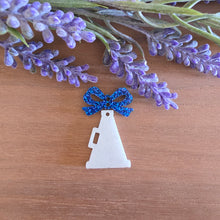 Load image into Gallery viewer, School Spirit Small Bow &amp; Megaphone Acrylic 2 Piece Drop
