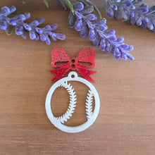 Load image into Gallery viewer, School Spirit Large Bow &amp; Cutout Baseball/Softball Acrylic 2 Piece Drop
