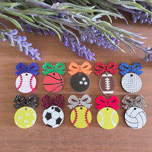 Load image into Gallery viewer, School Spirit Small Bow &amp; Sports Ball 2 Piece Acrylic Drops