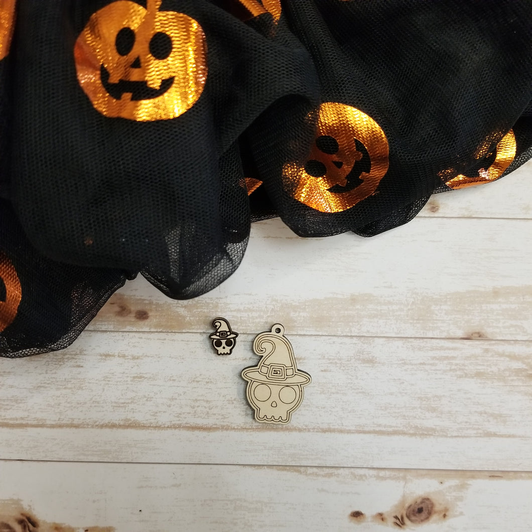 Halloween Witch Skull Earrings