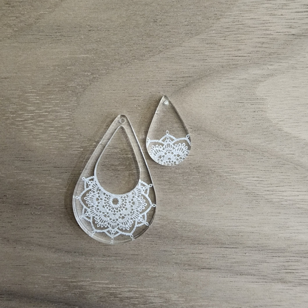 Acrylic Half Mandala Teardrop & Drop Sets