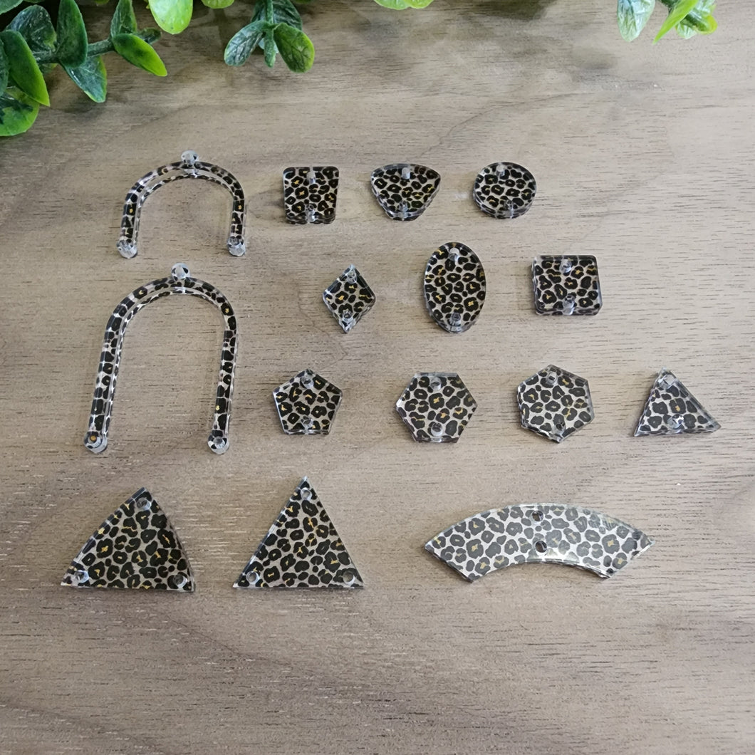 Mini Leopard Print Acrylic Connectors