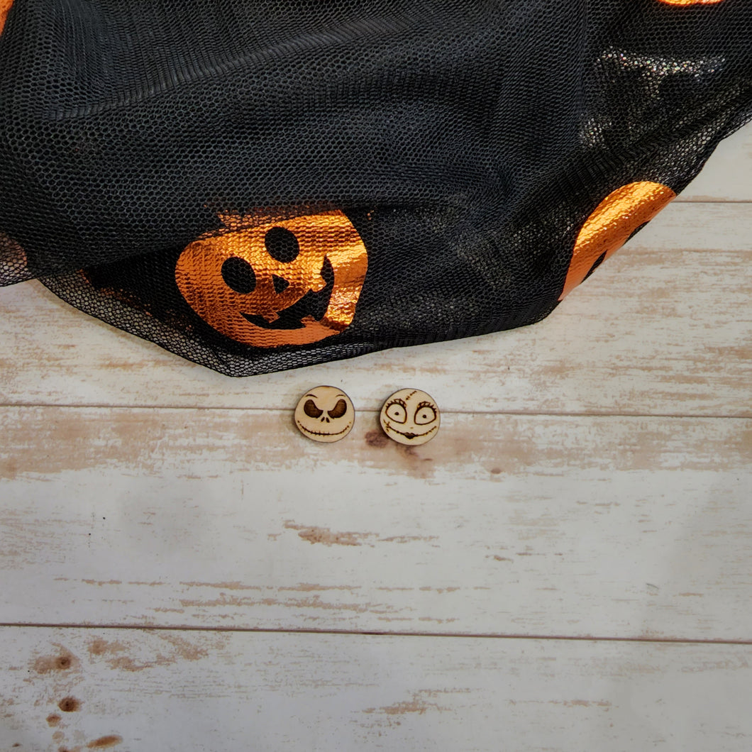 Halloween Jack & Sally Studs