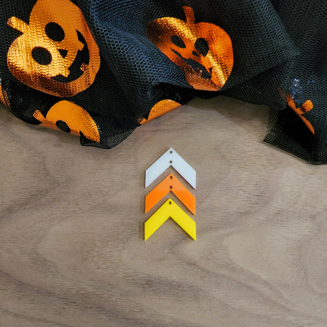 Halloween Acrylic Candy Corn Triple Chevron Drops