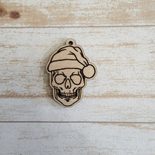 Load image into Gallery viewer, Christmas Skull with Santa Hat Earrings
