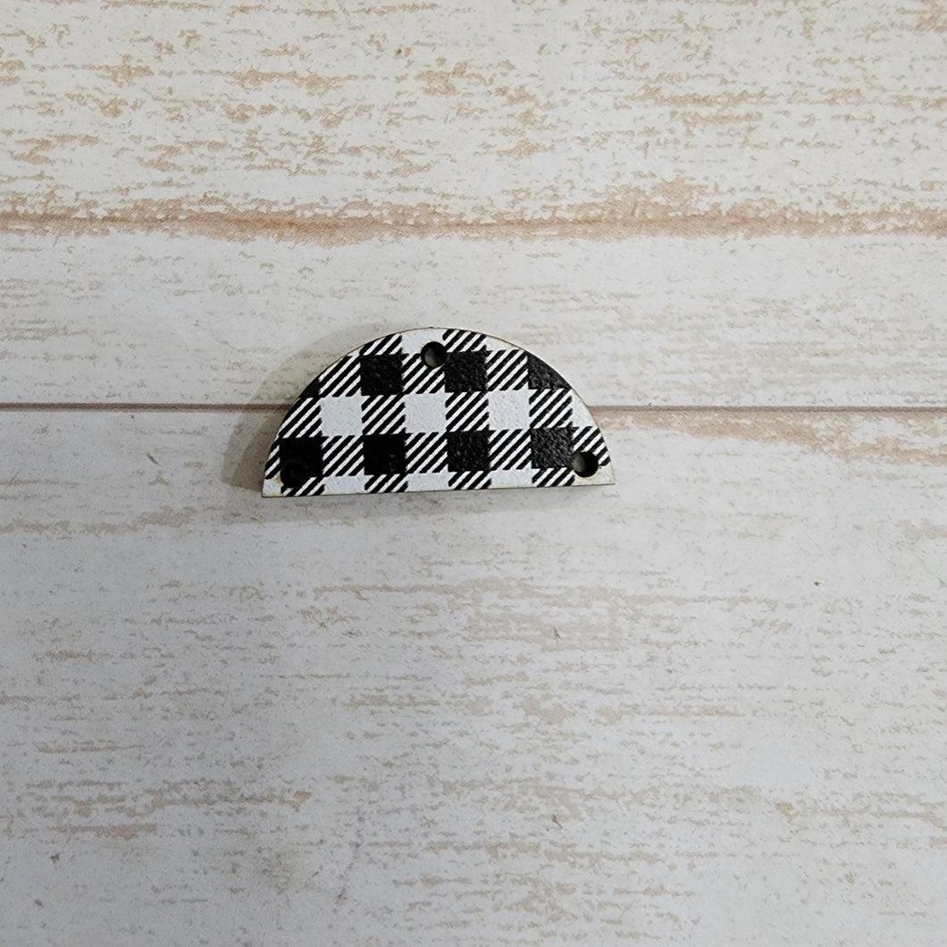 Mini White & Black Buffalo Plaid Pattern Round Interchangeable Blanks