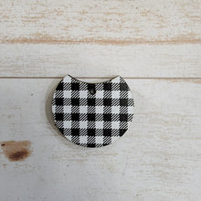 Load image into Gallery viewer, Mini White &amp; Black Buffalo Plaid Pattern Round Drops/Connectors
