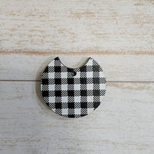 Load image into Gallery viewer, Mini White &amp; Black Buffalo Plaid Pattern Round Drops/Connectors
