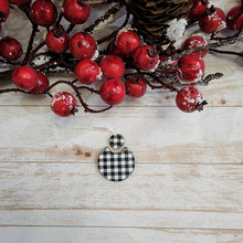 Load image into Gallery viewer, Mini White &amp; Black Buffalo Plaid Pattern Round Drop &amp; Connector
