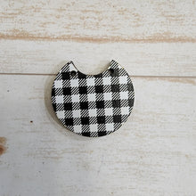 Load image into Gallery viewer, Mini White &amp; Black Buffalo Plaid Pattern Round Drop &amp; Connector
