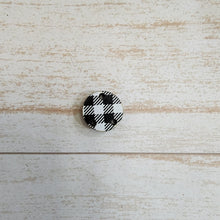 Load image into Gallery viewer, Mini White &amp; Black Buffalo Plaid Pattern Round Drop &amp; Connector
