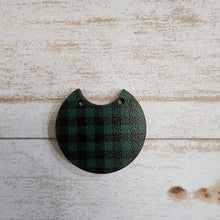 Load image into Gallery viewer, Mini Green &amp; Black Buffalo Plaid Pattern Round Drop &amp; Connector
