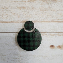 Load image into Gallery viewer, Mini Green &amp; Black Buffalo Plaid Pattern Round Drop &amp; Connector
