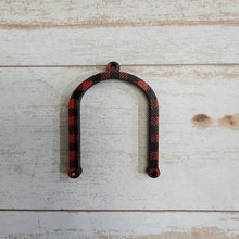 Load image into Gallery viewer, Mini Red &amp; Black Buffalo Plaid Pattern Horseshoe Connectors
