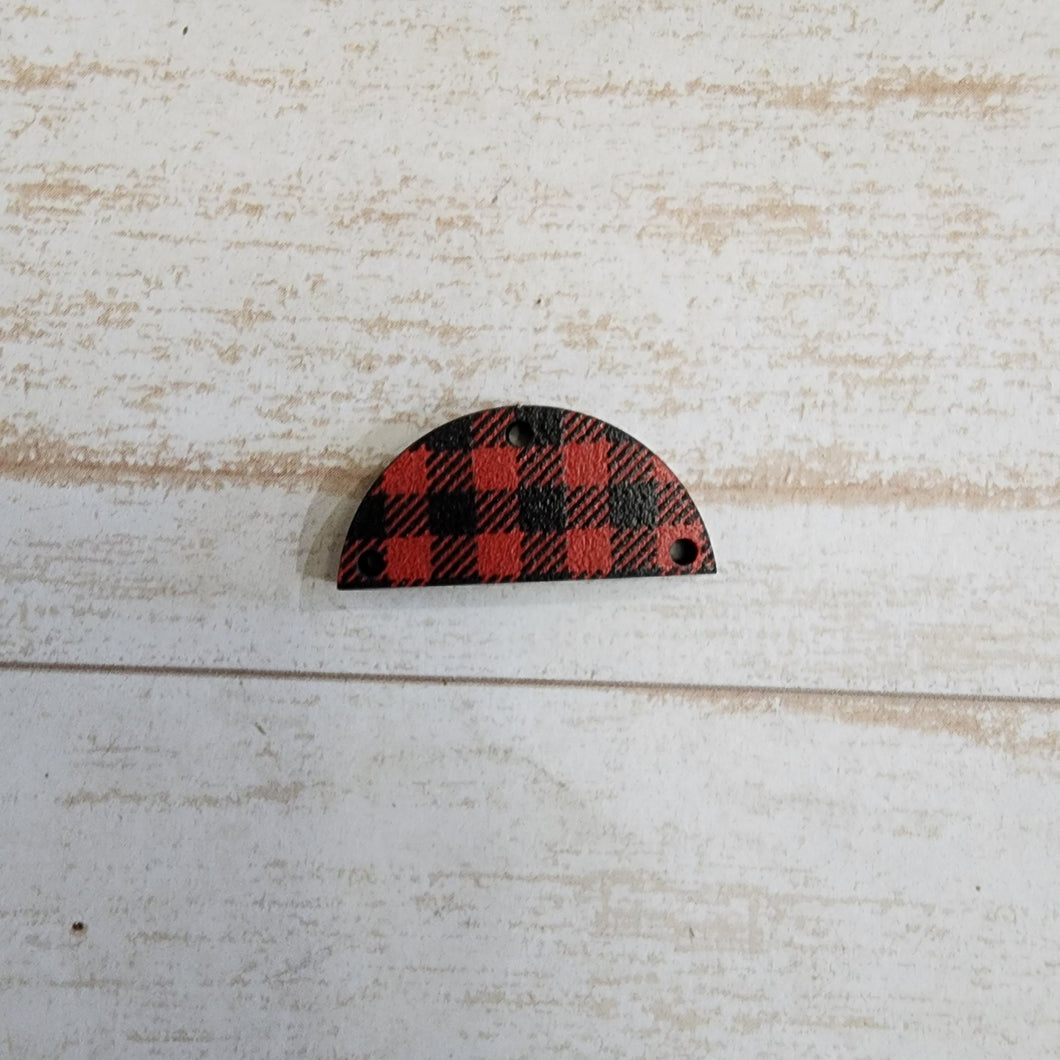 Mini Red & Black Buffalo Plaid Pattern Round Interchangeable Blanks