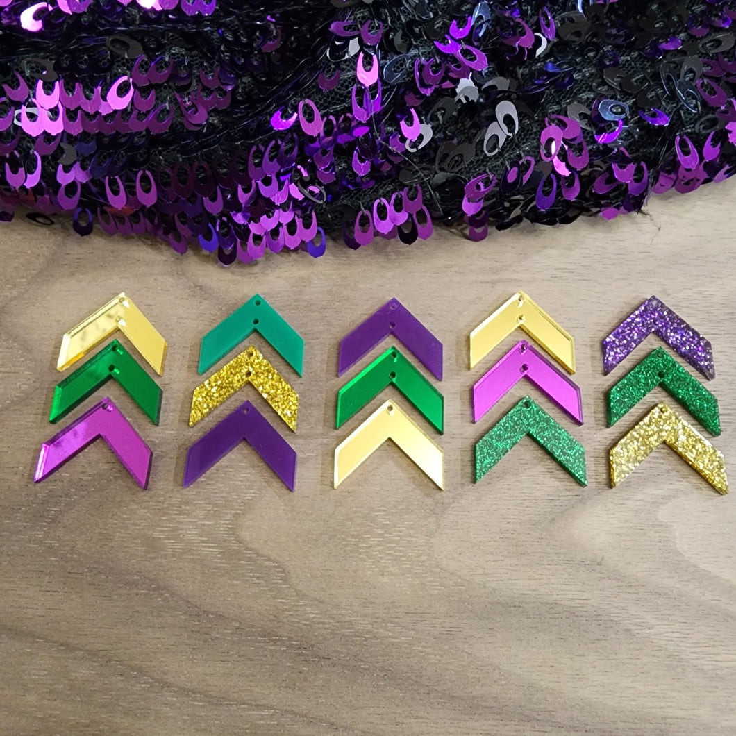 Acrylic Mardi Gras Triple Chevron Drops