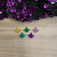 Load image into Gallery viewer, Acrylic Mardi Gras Fleur de Lis Studs
