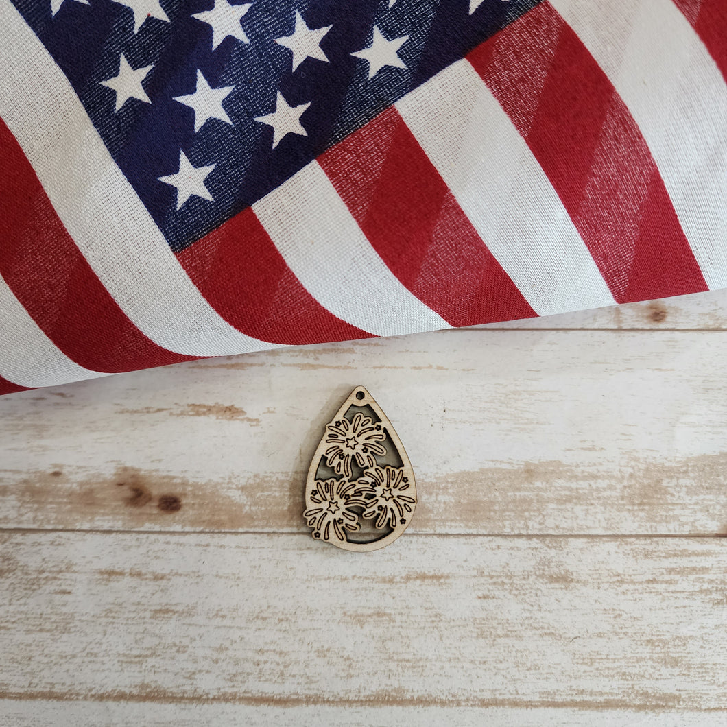 Patriotic Fireworks Cutout Teardrop