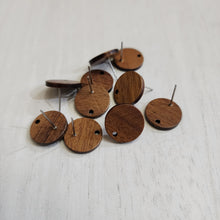 Load image into Gallery viewer, Walnut Wood Round Stud with Post, 15mm - 304 Stainless Steel
