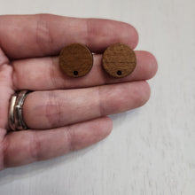 Load image into Gallery viewer, Walnut Wood Round Stud with Post, 15mm - 304 Stainless Steel
